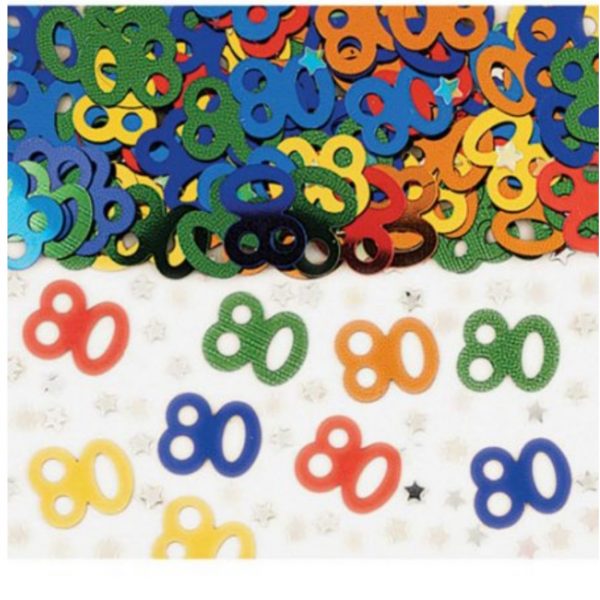 Konfetti Zahl bunt 80