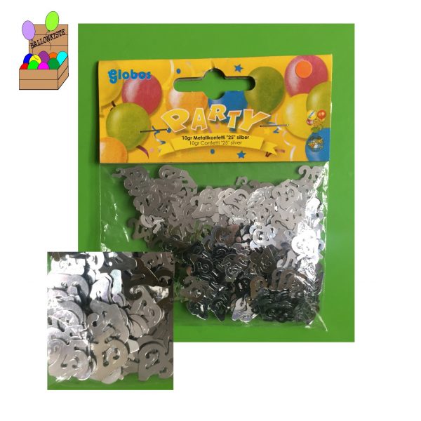 Konfetti Zahl silber 25