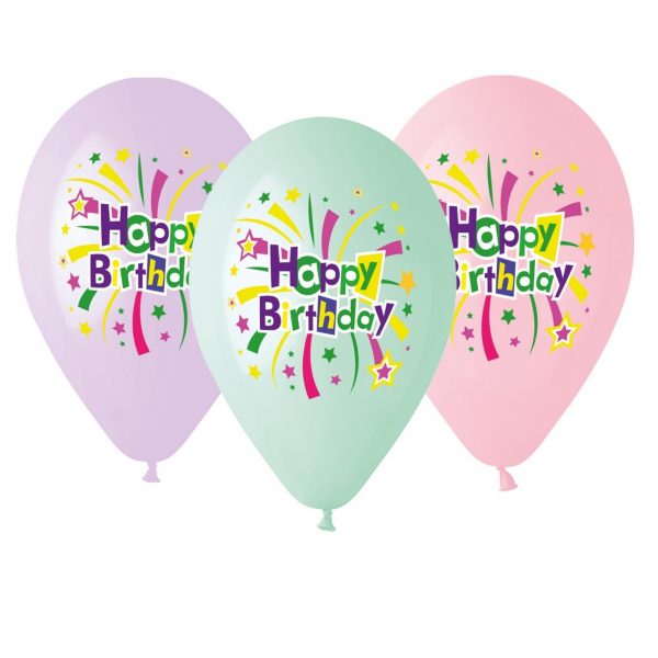 Latexballon Pack Happy Birthday Pastel