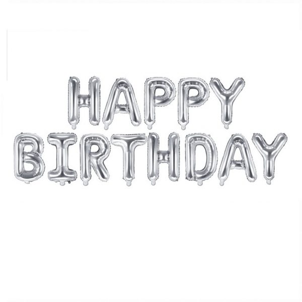 Schriftzug Happy Birthday silber PartyDeco