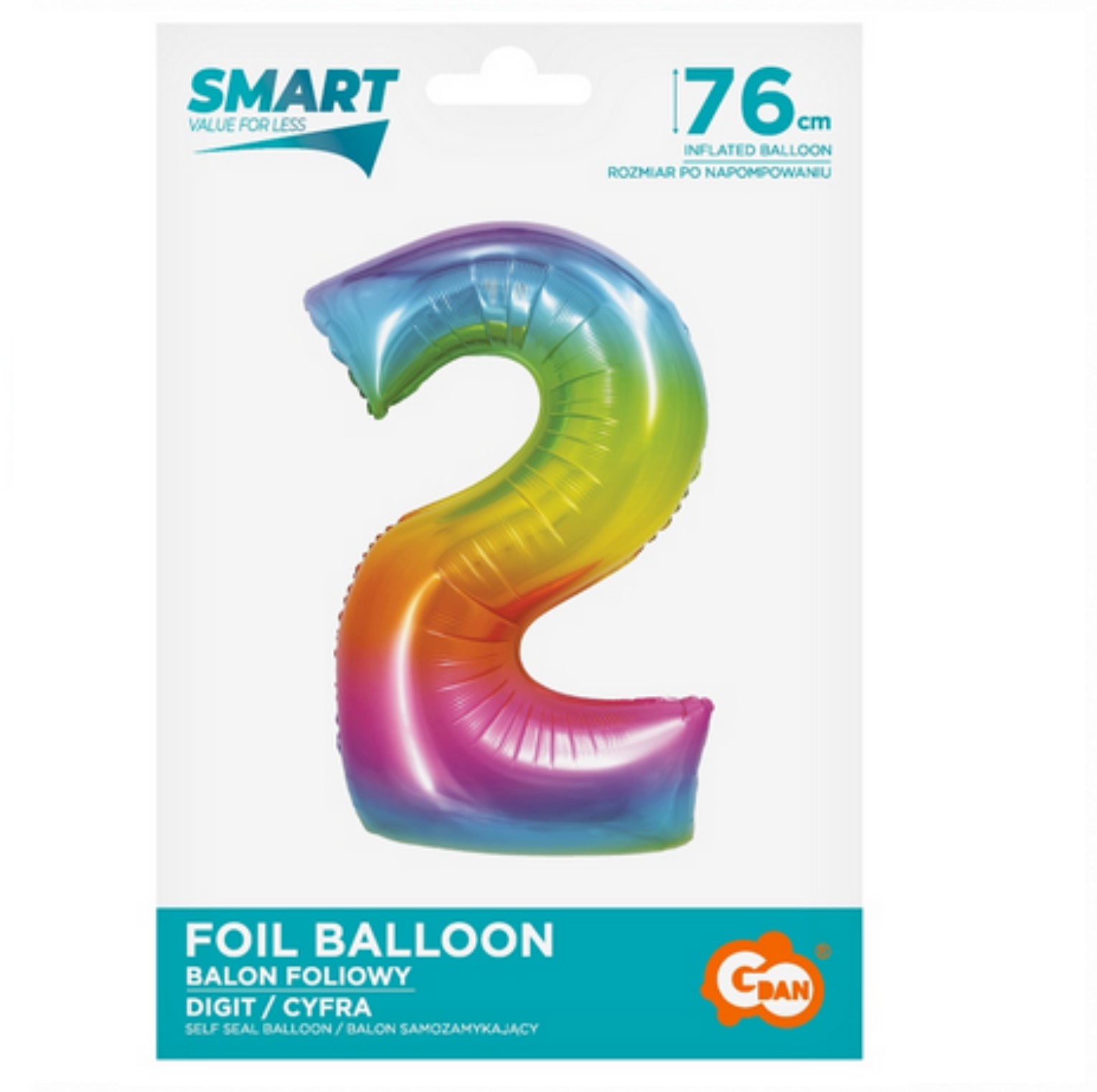 Zahl 2 Regenbogen 76cm – Bild 2