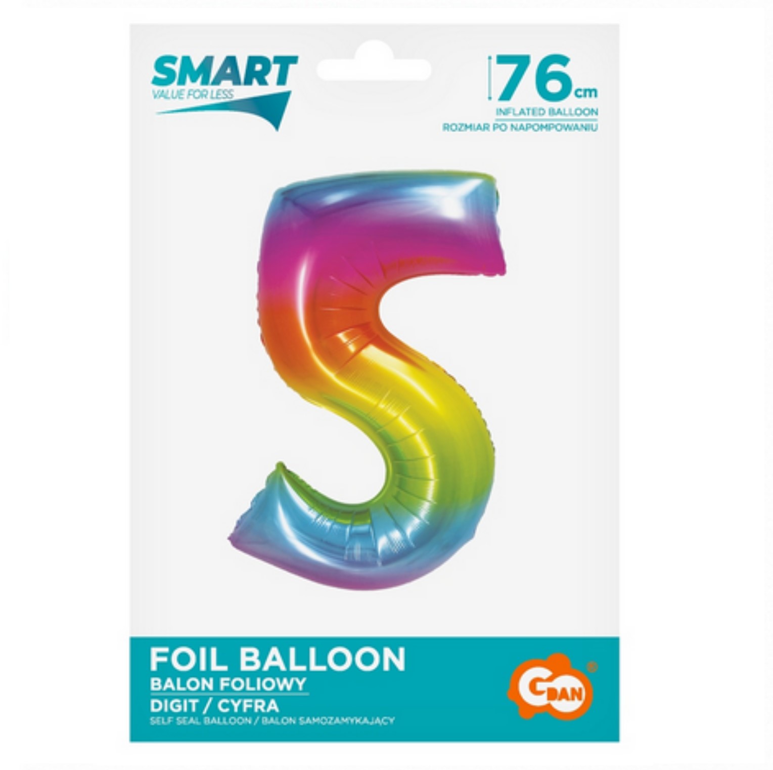 Zahl 5 Regenbogen 76cm – Bild 2