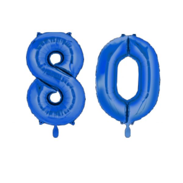 Zahlen Paket 80 mit Helium hellblau 86cm