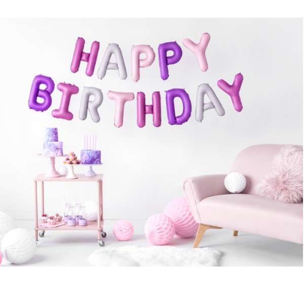 Schriftzug Happy Birthday lila PartyDeco