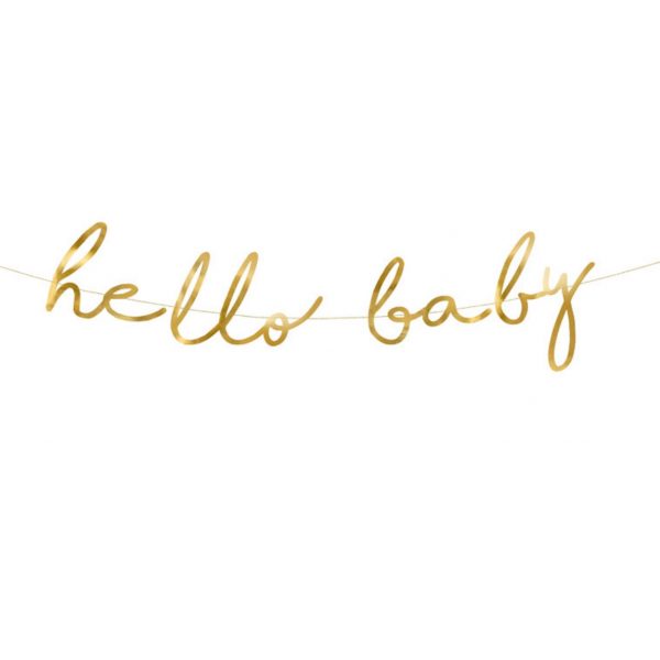 Banner hello baby gold