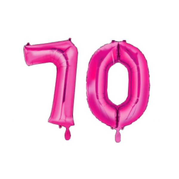 Zahlen Paket 70 mit Helium rosa 86cm