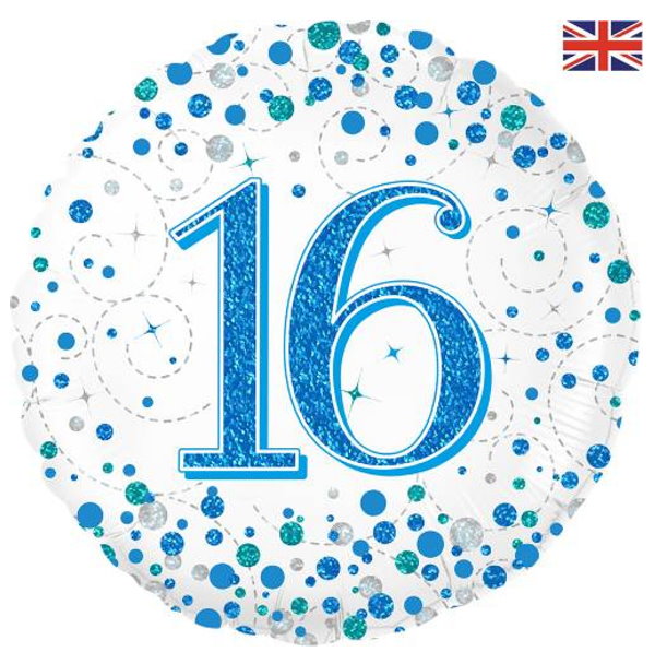 Zahl 16 weiß/blau Fizz