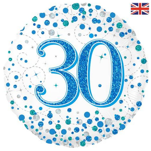 Zahl 30 weiß/blau Fizz