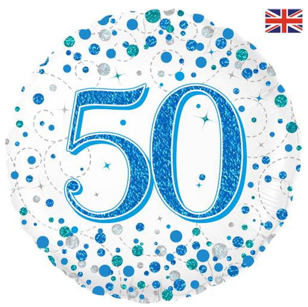 Zahl 50 weiß/blau Fizz