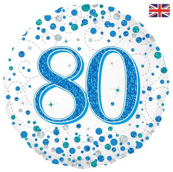 Zahl 80 weiß/blau Fizz